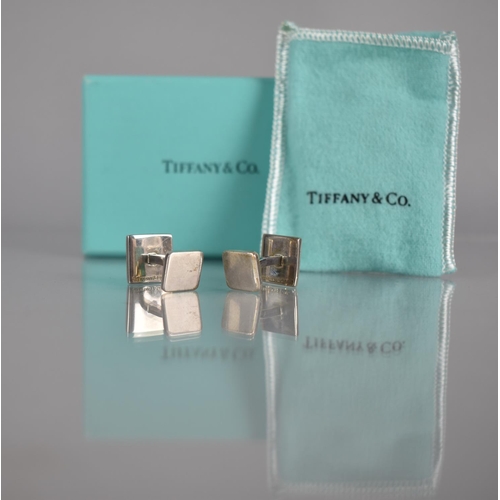 158 - A Pair of Vintage Tiffany & Co Silver Notes Square Cufflinks, Face Measuring 13mm Wide, Signed for T... 