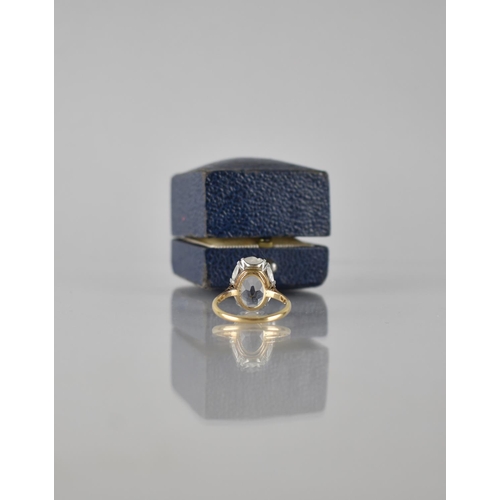 44 - An 18ct Gold and Platinum Ladies Dress Ring Mounted with Oval Cut White Stone, Non Diamond/Sapphire ... 