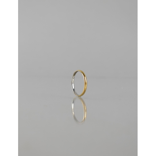 45 - A 22ct Polished Gold and Platinum Ring, Interior Stamped 'Fidelity', 'Plat' 1.6gms, Size K.5