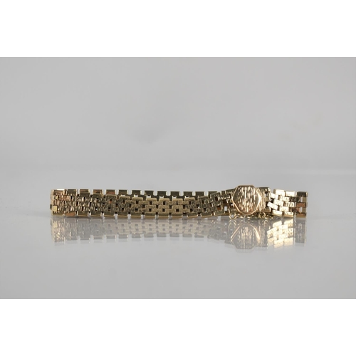 109 - A 9ct Gold Textured Link Bracelet, One Textured Link to Clasp AF, 18.5cms Long and 9.5mm Wide, Appro... 