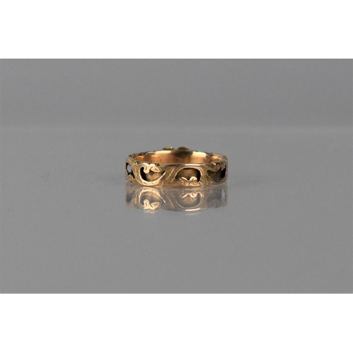 60 - A Victorian Mourning Ring, Central Raised Heart Motif in Rose Gold Coloured Metal Monogrammed CBW, E... 