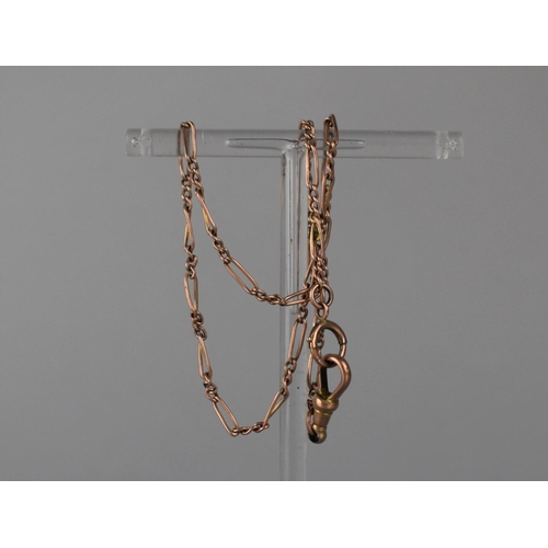 140 - An Antique 9ct Rose Gold Figaro Chain, 35cm Long, with Watch and Spring Clasp Closures, Stamped 9ct ... 