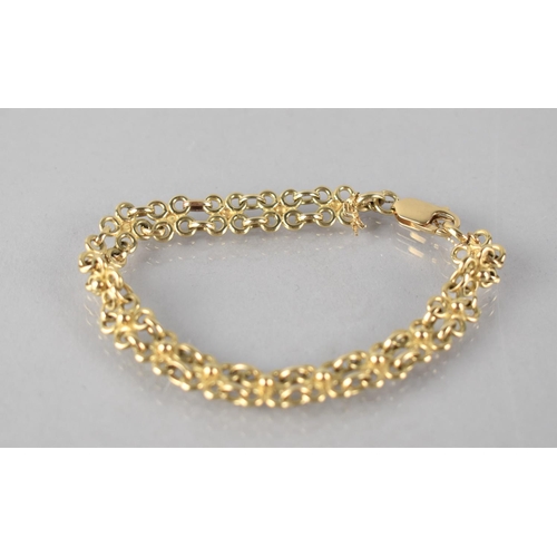 141 - A 9ct Gold Fancy Link Bracelet, Interlocking Hoop and Sphere Design, Each Link 8mm by 8mm, Lobster C... 