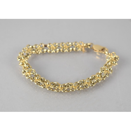 141 - A 9ct Gold Fancy Link Bracelet, Interlocking Hoop and Sphere Design, Each Link 8mm by 8mm, Lobster C... 