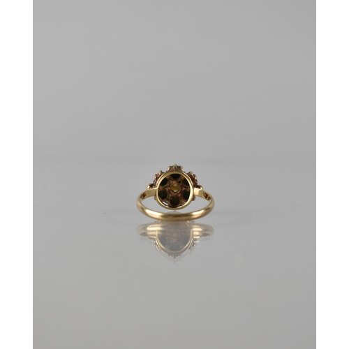 74 - A 9ct Gold, Turquoise and Pearl Daisy Cluster Ring, Central Ivory Coloured Pearl Raised in Six Claw ... 