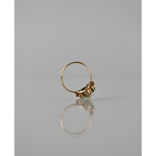 74 - A 9ct Gold, Turquoise and Pearl Daisy Cluster Ring, Central Ivory Coloured Pearl Raised in Six Claw ... 