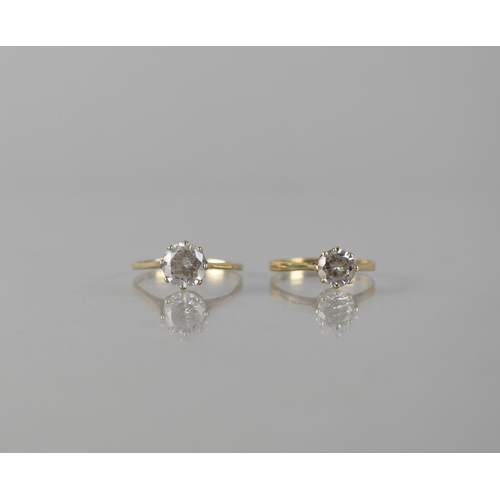 75 - Two 9ct Gold and White Stone Solitaire Dress Rings, Round Brilliant Cut Stones, Both in Eight Prong ... 