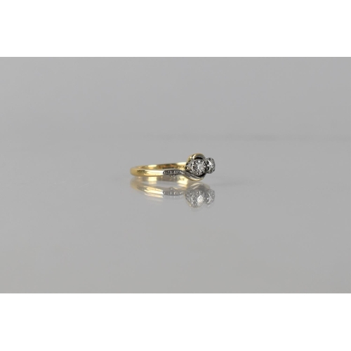 91 - An 18ct Gold and Diamond Moi Et Toi Ladies Dress Ring, Two Round Brilliant Cut Stones, Approx 0.15ct... 