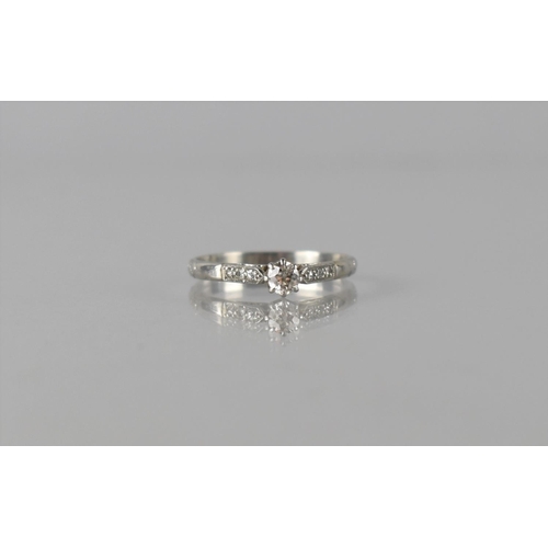 96 - An Early 20th Century Platinum and Diamond Ring, Central Diamond Approx 0.25ct, Raised in an Eight C... 