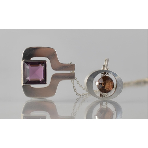 169 - A Kordes and Lichtenfels Silver Pendant on Chain Having Square Cut Amethyst Measuring 12mm Wide Coll... 