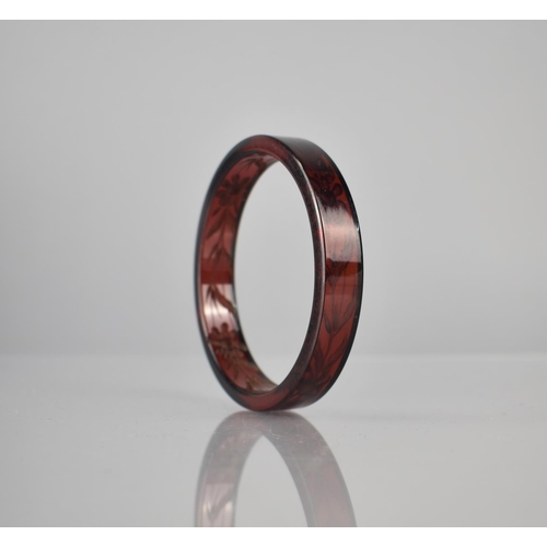 233 - A Cherry Bakelite Bangle, Etched to the Interior with Floral Design, 14mm Wide, Internal Dimension 7... 