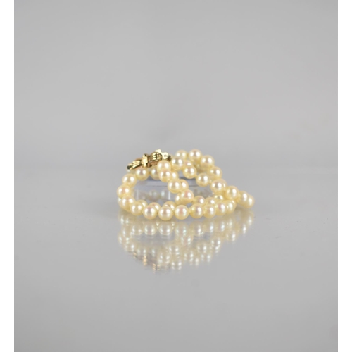 230 - A String of Spherical Cultured Pearls, Ivory Colour and on Knotted Thread, All Approx 5mm Wide, Styl... 