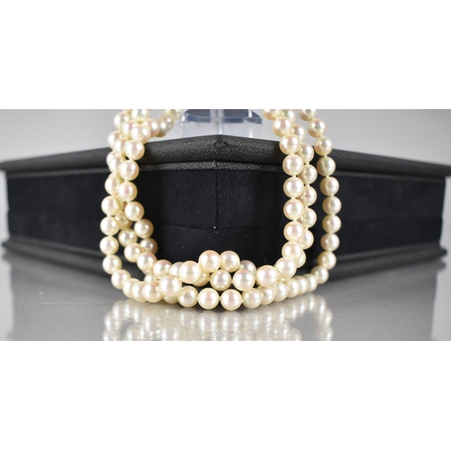 229 - A Good Quality Triple Row of White Cultured Pearls, Each 6mm Diameter Approx though Slightly Varying... 