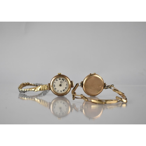 9 - Two Early 20th Century 9ct Gold Wrist Watches, One having 9ct Gold Expanding Strap Weighing 19.1gms,... 