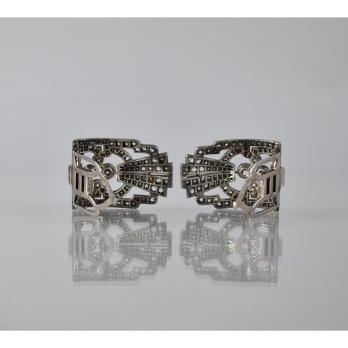 289 - An Art Deco Continental Silver Two Part Clip, Multiple Paste Stones of Various Cuts and Sizes Mounte... 