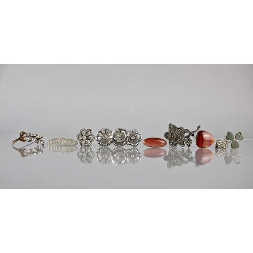 288 - A Collection of Various Silver and Costume Jewellery Brooches to include Irish Connemara Marble Tref... 