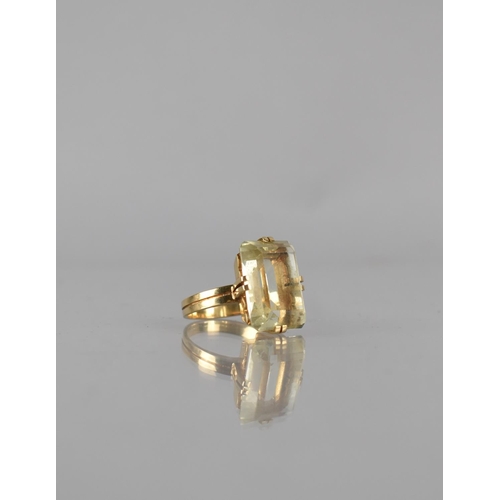 27 - A European 14ct Gold and Citrine Dress Ring, Emerald Cut Stone Measuring 19mm by 13mm Approx and Mou... 