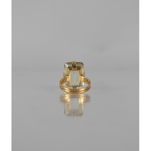 27 - A European 14ct Gold and Citrine Dress Ring, Emerald Cut Stone Measuring 19mm by 13mm Approx and Mou... 