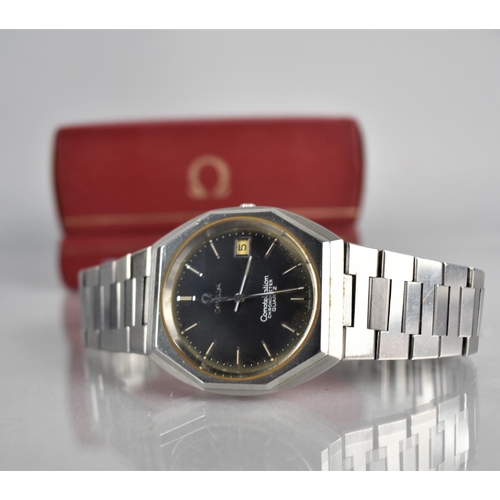 7 - A Vintage Boxed Gents Omega Constellation Chronometer with Quartz Movement, Circular Grey/Black Face... 