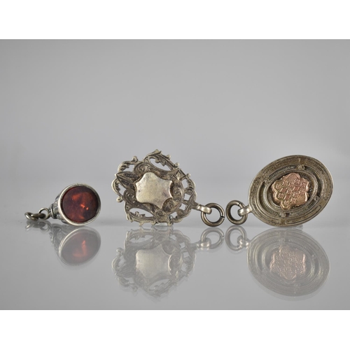 282 - Three Victorian and Later Silver and White Metal Items to include Carnelian Fob with Fluted Decorati... 