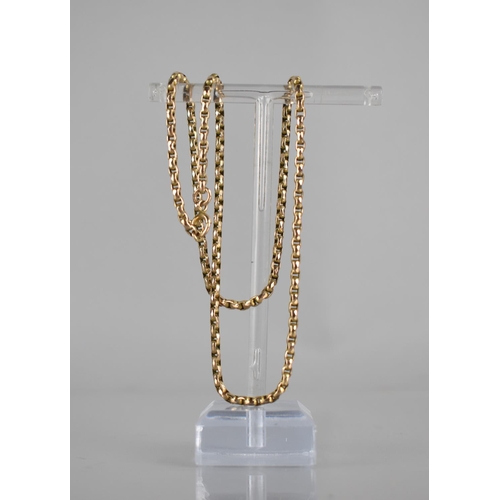 246 - An Antique 9ct Gold Fancy Belcher Chain, Faceted Oval Links, 43cms Long, Bolt Ring Clasp Stamped 9ct... 