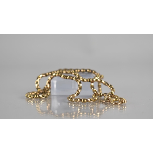 246 - An Antique 9ct Gold Fancy Belcher Chain, Faceted Oval Links, 43cms Long, Bolt Ring Clasp Stamped 9ct... 