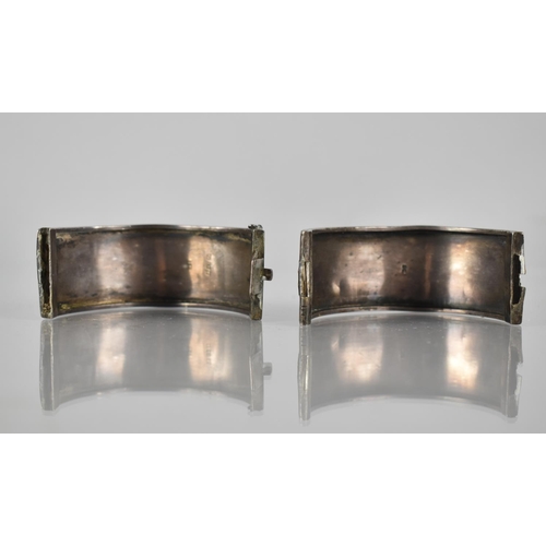 285 - An Aesthetic Victorian Silver Hinged Bangle, Gold Coloured Metal Flashing to Front Panel having Flor... 