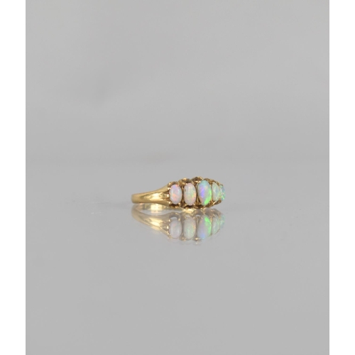 32 - An Antique 18ct Gold and Five Stone Opal Ring, Centre Oval Cut Stone Measuring 5mm by 3mm, in Six Cl... 