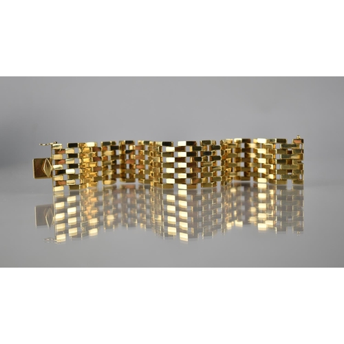 115 - A Heavy and Large Gents 18ct Yellow Gold Italian Fancy Link Bracelet, Faceted Links Measuring 9mm by... 