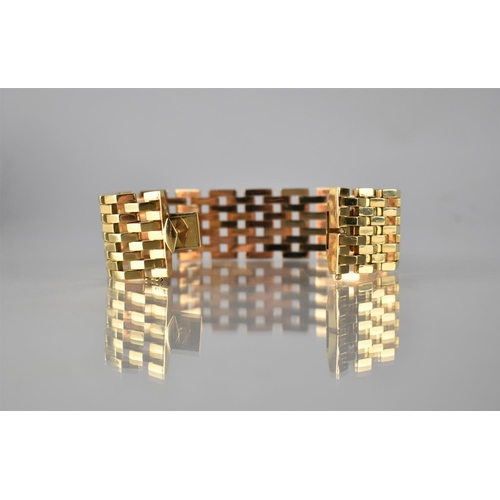 115 - A Heavy and Large Gents 18ct Yellow Gold Italian Fancy Link Bracelet, Faceted Links Measuring 9mm by... 