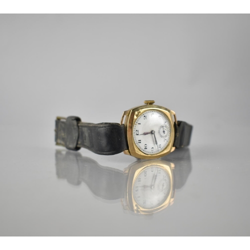 20 - A 9ct Gold, Early 20th Century Wrist Watch by Hefik, White Enamel Dial, Black Arabic Numerals, Subsi... 