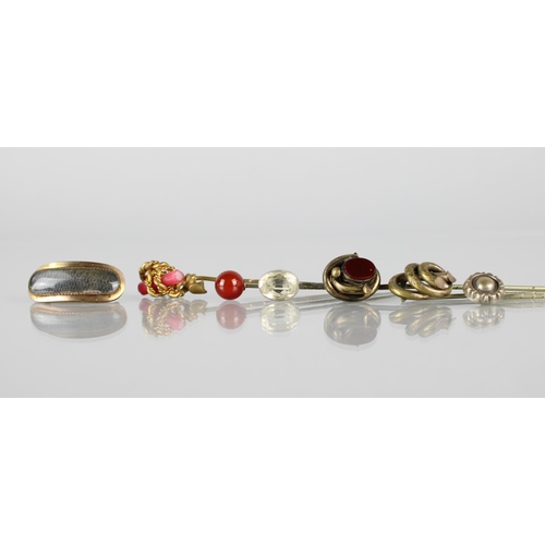 262 - A Collection of Six 19th Century Gilt and White Metal Tiepins together with a 19th Century Gold Colo... 