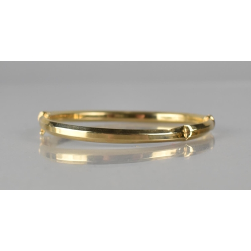 254 - A 9ct Gold Six Sided Hinged Bangle, Dented, 5.7gms, Birmingham Hallmark, Stamped 375, HPJ