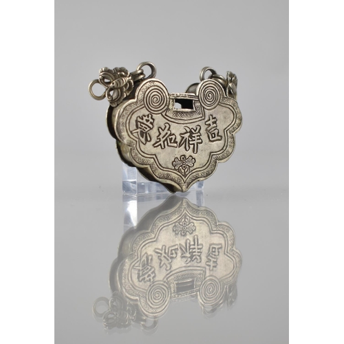 216 - An Antique Chinese Ruyi Talisman, Front Decorated with Etched Characters in a Scrolling Frame and wi... 