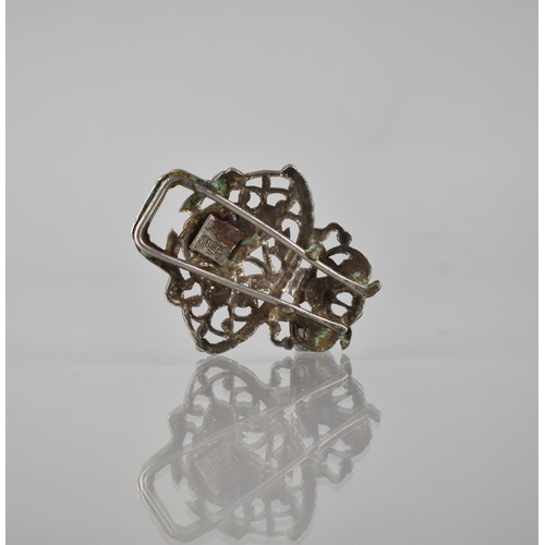 217 - A Chinese Pressed White Metal 'Basket of Flowers' Objet D'art/Part Buckle, Flowers Framed with Scrol... 