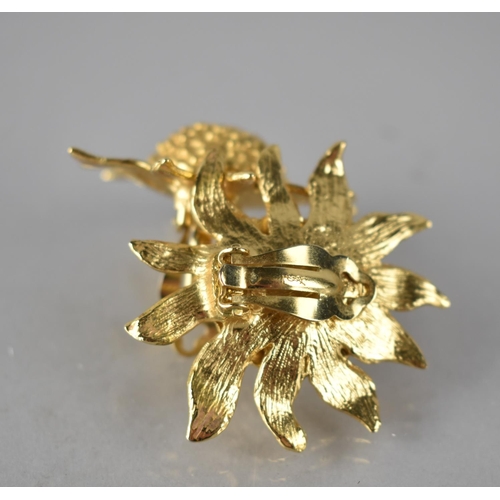 188 - A Large Pair of Yves Saint Laurent Vintage Clip On Earrings, Sunflowers, Late 20th Century, 45mm Dia... 