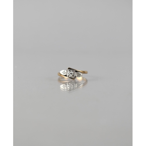 71 - An Early 20th Century 9ct Gold and Platinum Mounted Three Stone Diamond Ring, Central Round Cut Ston... 