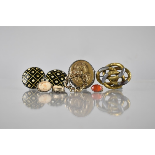 278 - A Small Collection of Period Costume Jewellery to include Gold Coloured Metal Mourning Brooch Frame,... 