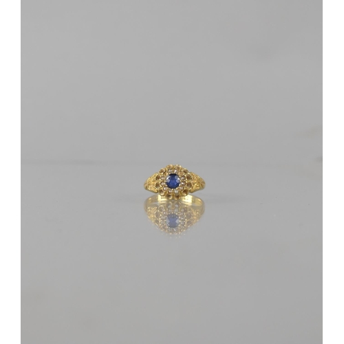 79 - A Victorian Sapphire and Seed Pearl Ladies Dress Ring, Central Stone Measuring 4mm by 3.5mm Approx a... 