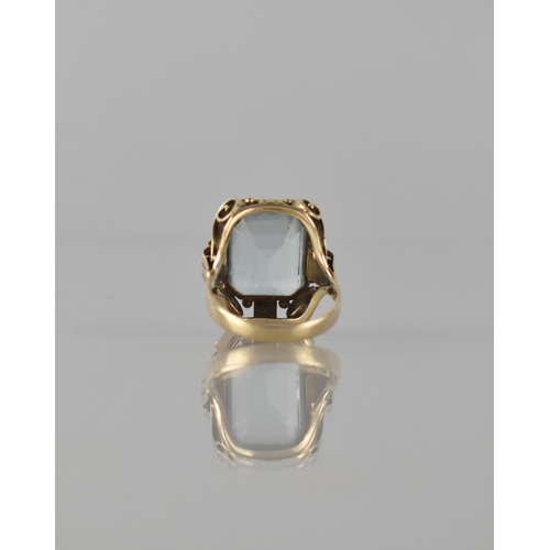 82 - A Continental 14ct Gold and Aquamarine Cocktail Ring, Centre Stone Measuring 15mm by 11mm, Bezel Set... 