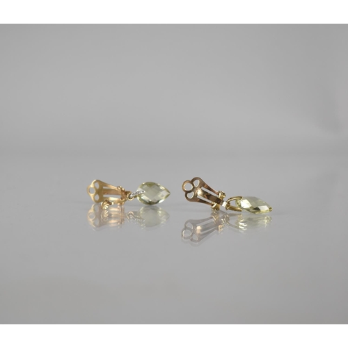 126 - A Pair of 9ct Gold, Citrine and Diamond Clip On Earrings, Pear Shaped Citrine Stones with Millegrain... 