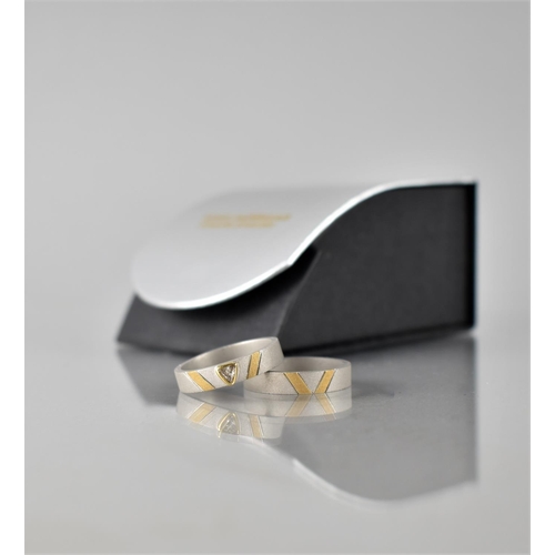 39 - An 18ct Gold and Diamond Wedding and Engagement Ring Suite by John Mckellar, Matte Brushed White Gol... 