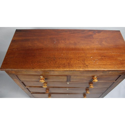 493 - A Late 19th Century Mahogany Chest of Two Short and Three Long Drawers with Ivory Exemption Declarat... 