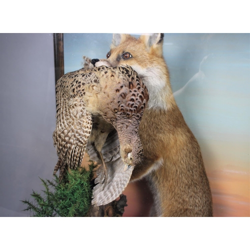 138 - A Cased Taxidermy Study of Fox with Pheasant Prey in Naturalistic Setting, by C. Griffith. Case is 1... 