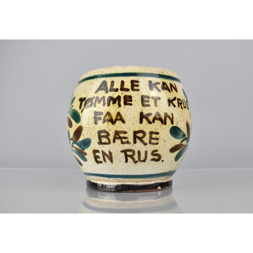 253 - An Early 20th Century Danish Pottery Tankard with Glazed Decoration and a Motto, Signed Munk Holte, ... 