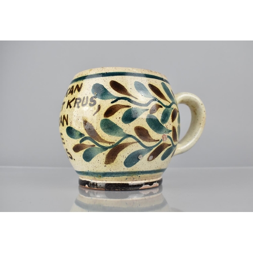 253 - An Early 20th Century Danish Pottery Tankard with Glazed Decoration and a Motto, Signed Munk Holte, ... 