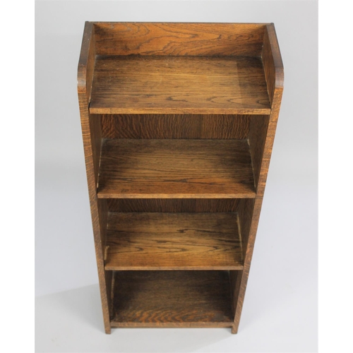 119 - A Small Narrow Oak Four Shelf Galleried Open Bookcase, 37cms Wide