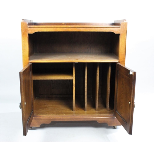 137 - A Mid 20th Century Oak Music Cabinet by Old Charm with Linenfold Panelled Doors to Fitted Interior, ... 