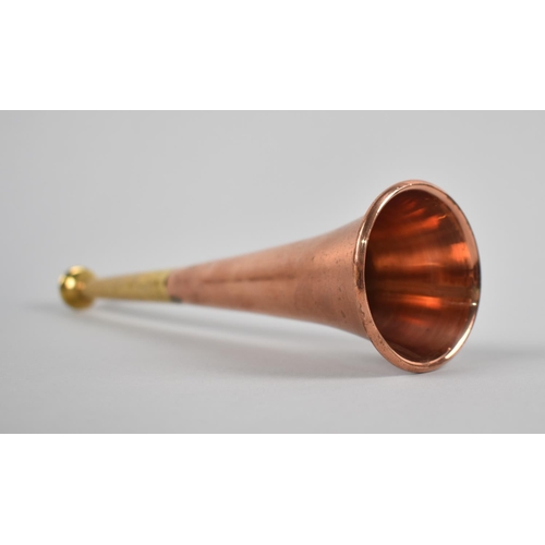 14 - A Copper and Brass Hunting Horn, 23cms High