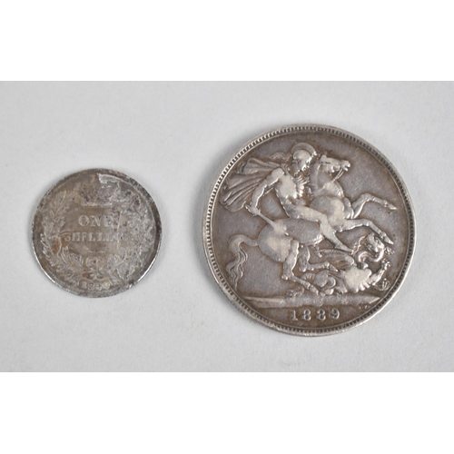 169 - A Victorian Silver Crown, 1889, and a Framed Princess Charlotte Memoriam Medallion